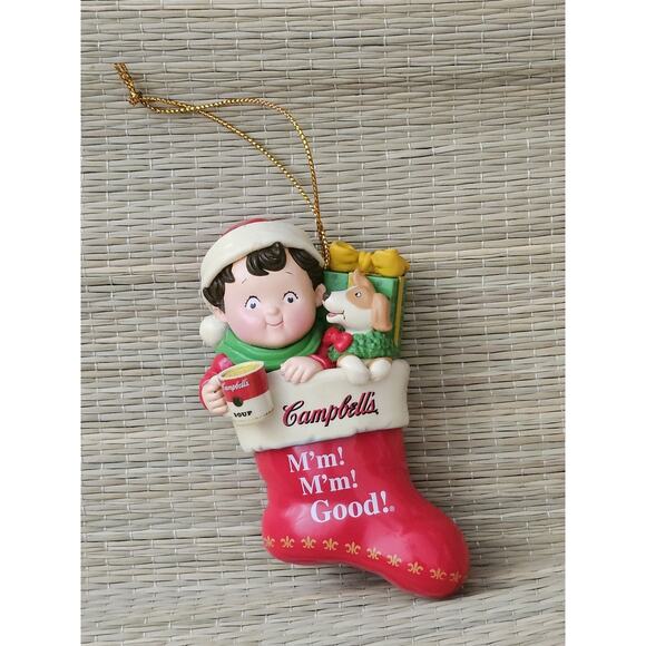 Collectible CAMPBELL's KID Christmas Stocking Puppy Ornament Vtg 2001 MmMmGood! - Picture 1 of 5